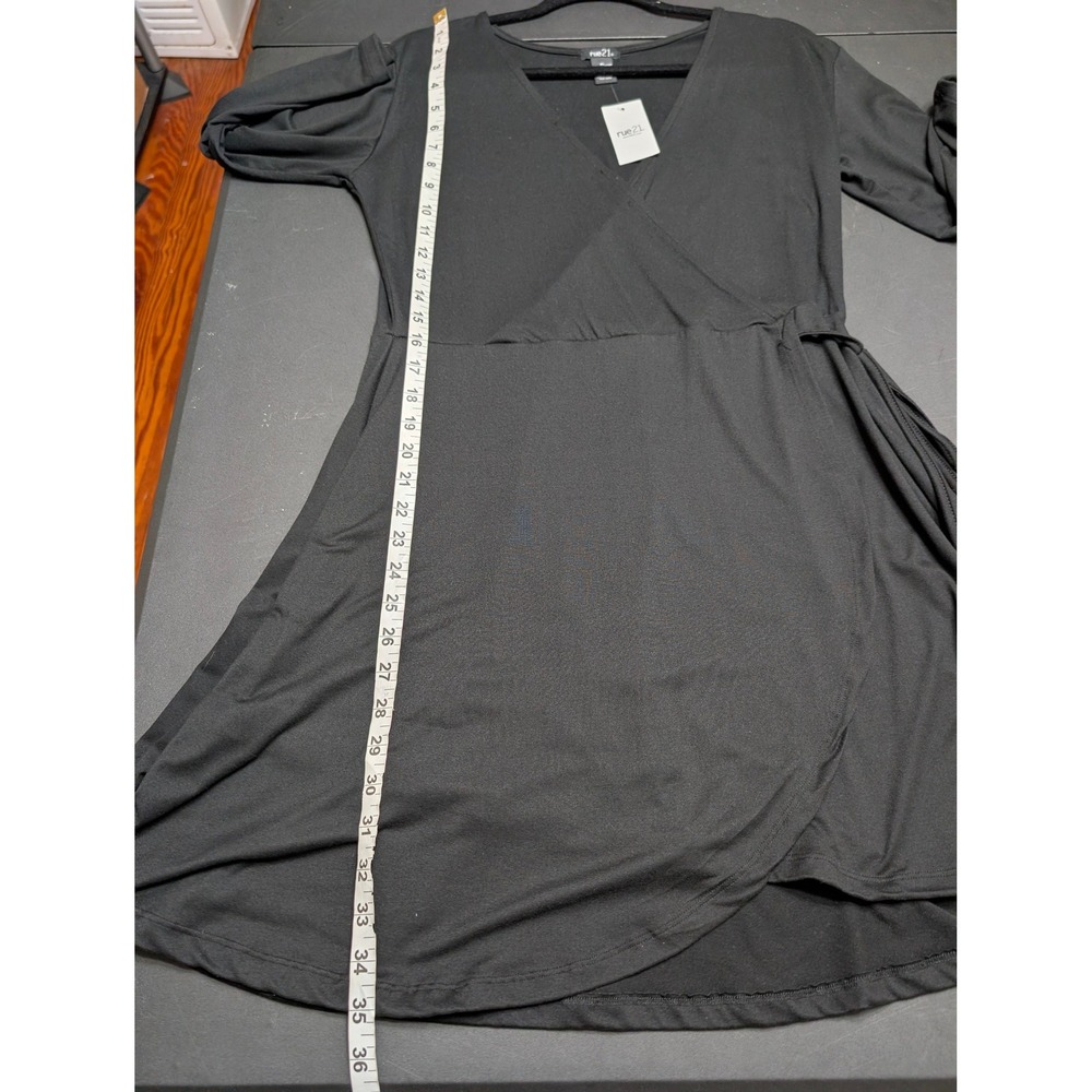 Rue21 Womens Little Black Wrap V-Neck 3/4 Sleeve Mini Dress XL NWT - Picture 4 of 6
